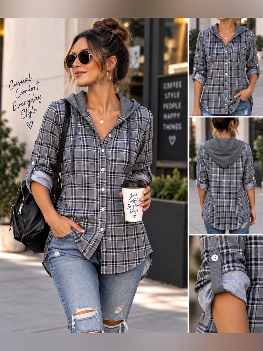 BELLA D Plaid Button Down Shirt NWT